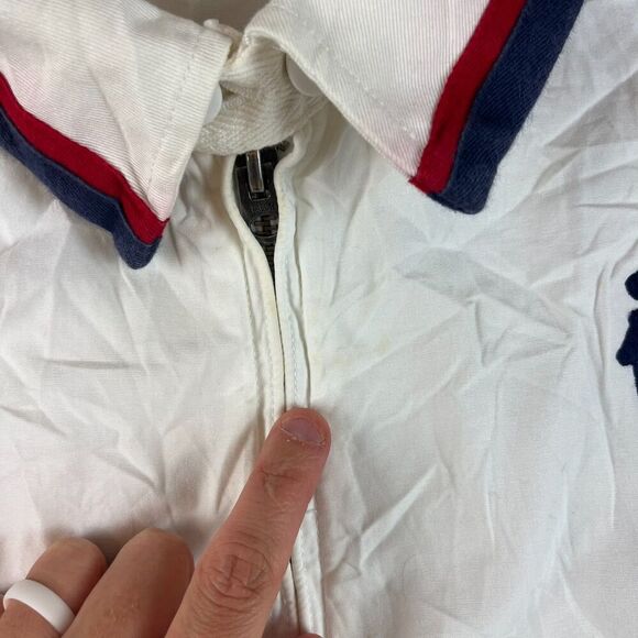 Vtg Polo Ralph Lauren Big Pony Flag Patch Full Zip Jacket Men's L White *Read - Picture 8 of 16
